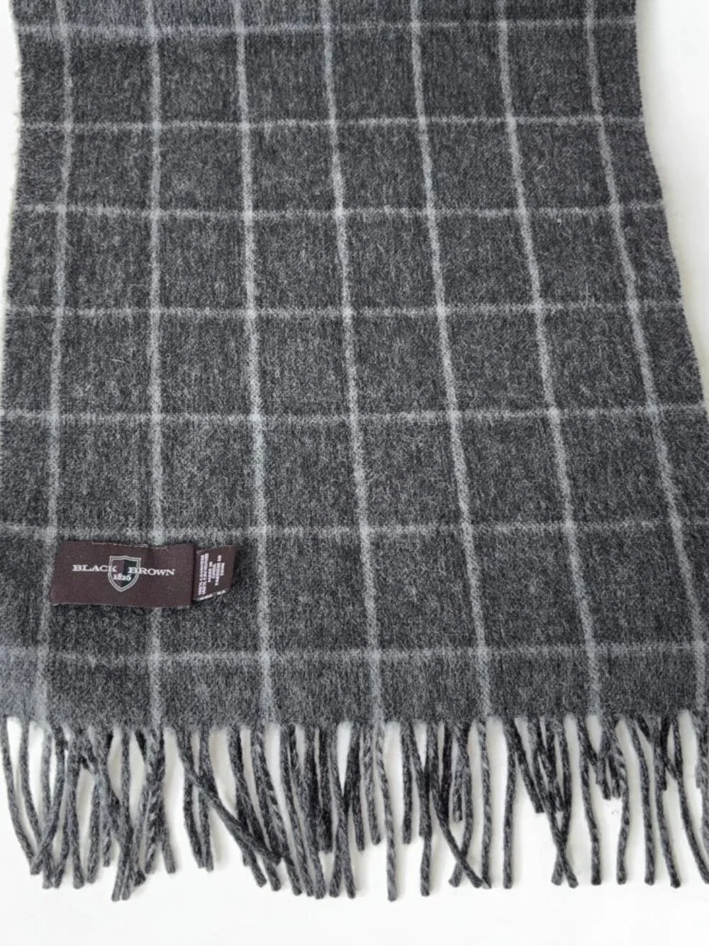 Black Brown 1826 Men's 100% Cashmere Plaid Scarf Gray 62